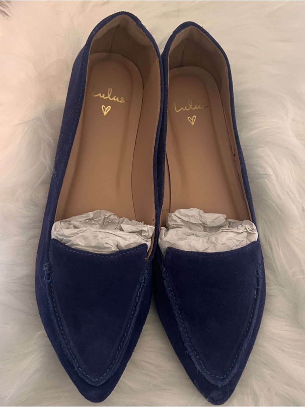 LULUS Blue Suede Pointy Toe Loafer 7.5